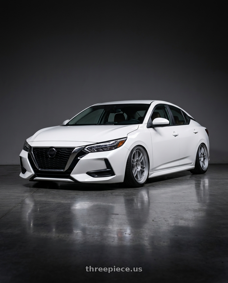 2022 nissan sentra  with Enkei RPF1 5x114.3 18x8+35 Silver wheels