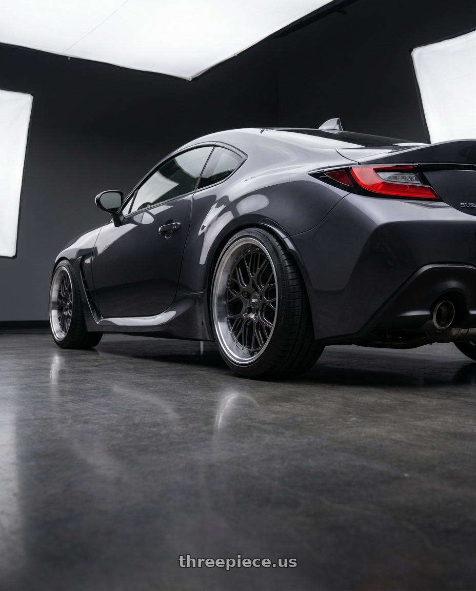 2023 Subaru BRZ premium with ESR Wheels CS SERIES CS11 5x100 18x9.5 +35 Gloss Graphite wheels rear three quarter view square tires