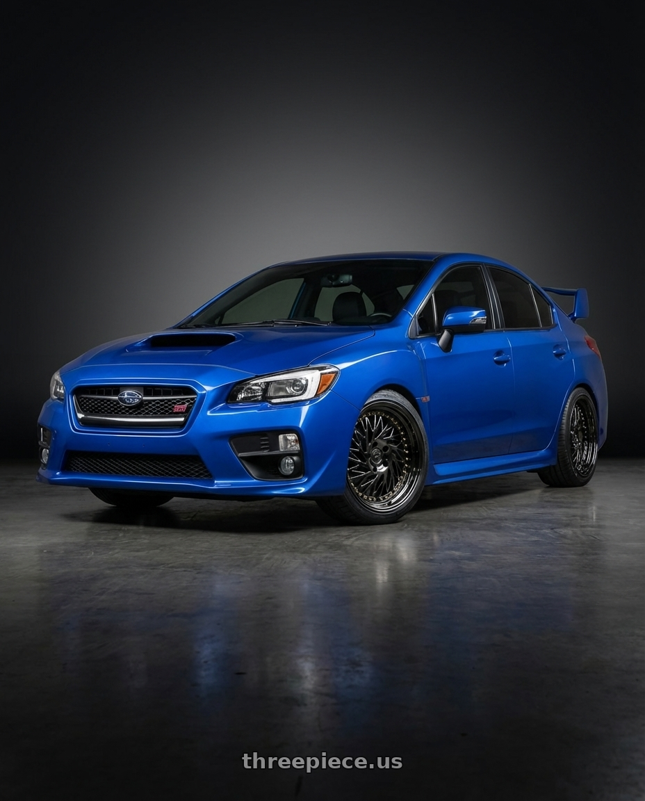 2018 Subaru WRX STI with Aodhan DS03 5x114.3 18x9.5 +30 Black Vacuum w/ Gold Rivets wheels