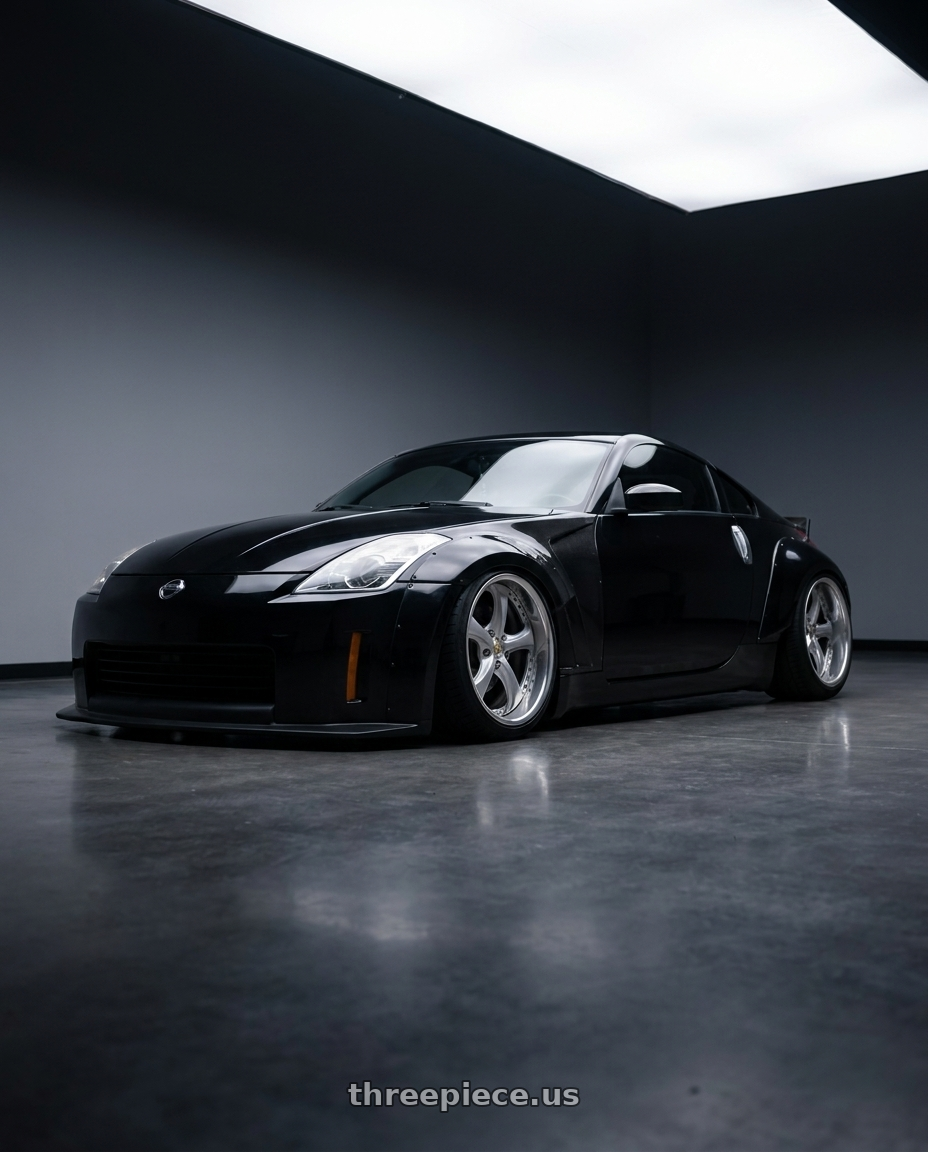 2004 Nissan 350z with Work Wheels VS-KF 5x114.3 18x9.5+27 Light Grey Silver O Disk FULL REVERSE wheels