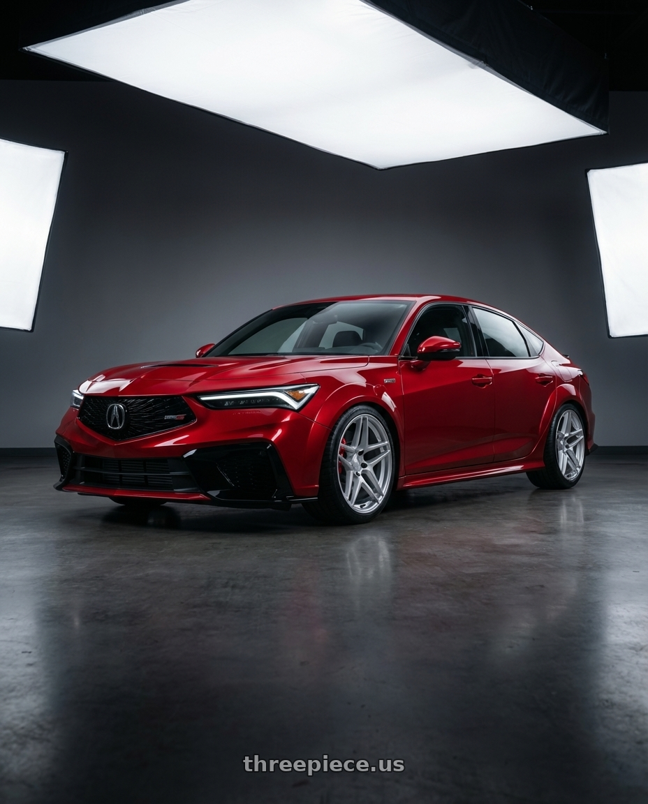 2025 Integra Type S with Kansei K15H Astro 5X120 19x9.5 22 Hyper Silver wheels front three quarter view lowered stance