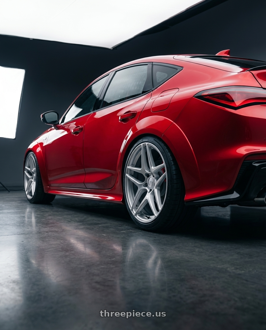 2025 Integra Type S with Kansei K15H Astro 5X120 19x9.5 22 Hyper Silver wheels rear three quarter view square tires