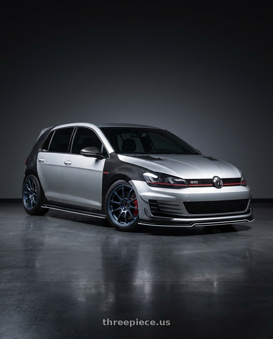 2019 golf gti with Volk Racing ZE40 Time Attack III 5x112 18x8.5+43 Metallic Blue / Matte Dark Clear LM wheels