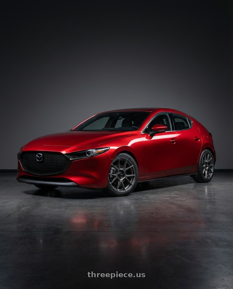 2023 mazda 3 hatchback premium with Konig Ampliform 5x114.3 18x9.5+25 Dark Metallic Graphite wheels