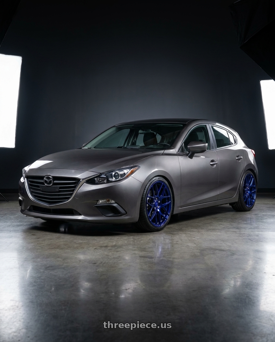 2013 Mazda3 5D with MRR FS1 5x130 18x8.5  +45 Candy Blue wheels