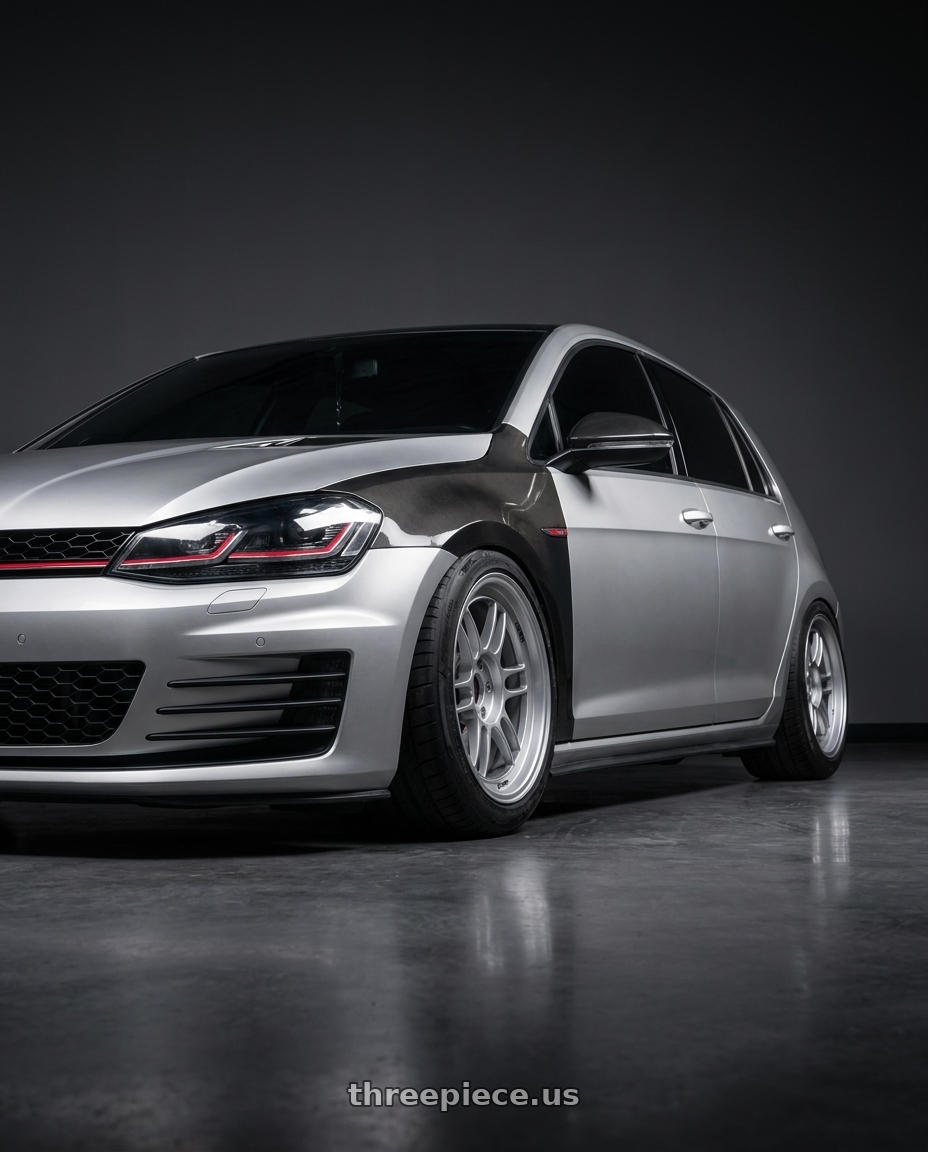 2020 golf 7.5 GTI with Enkei RPF1 5x112 18x8+35 Silver wheels