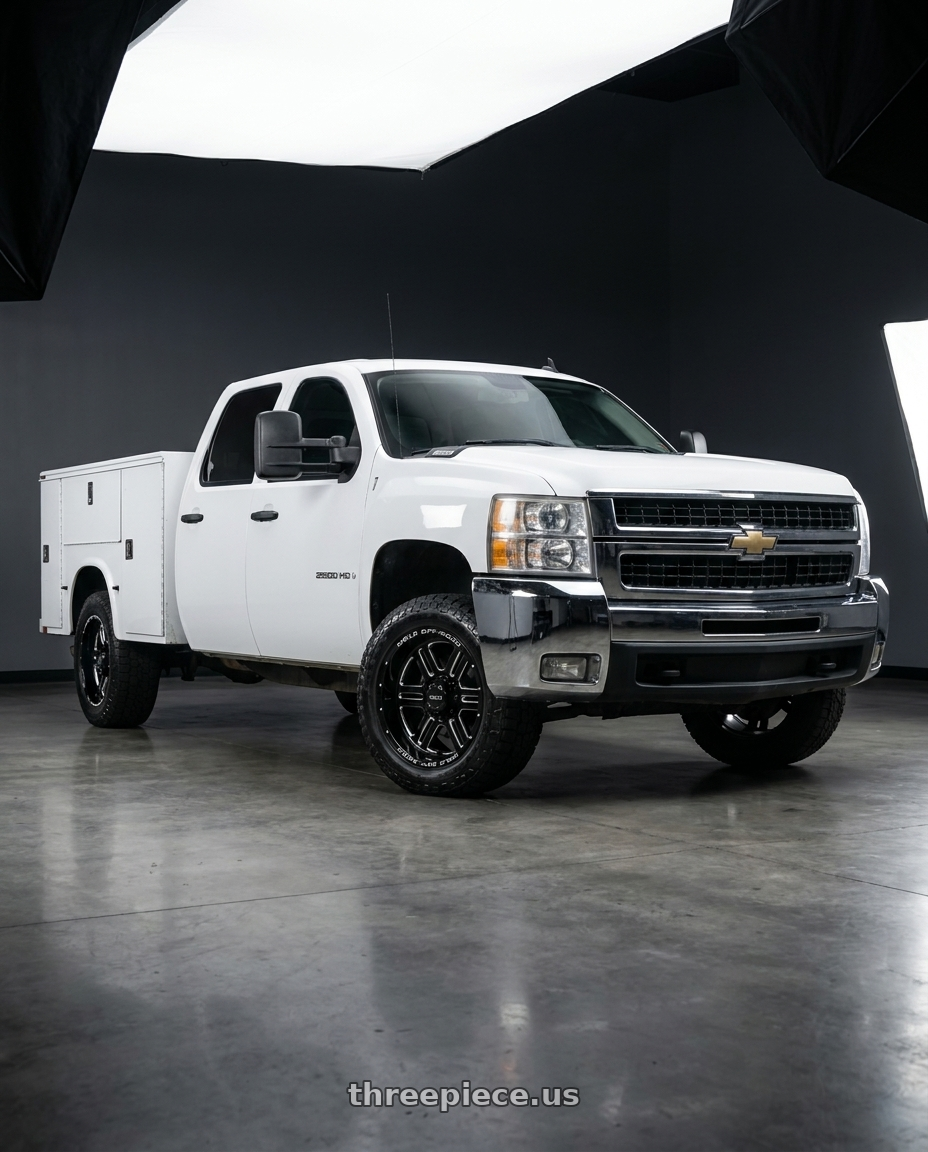 2009 Chevy Silverado with WELD Off-Road Chasm 8x165.1 18x9 0 Gloss Black/Milled wheels