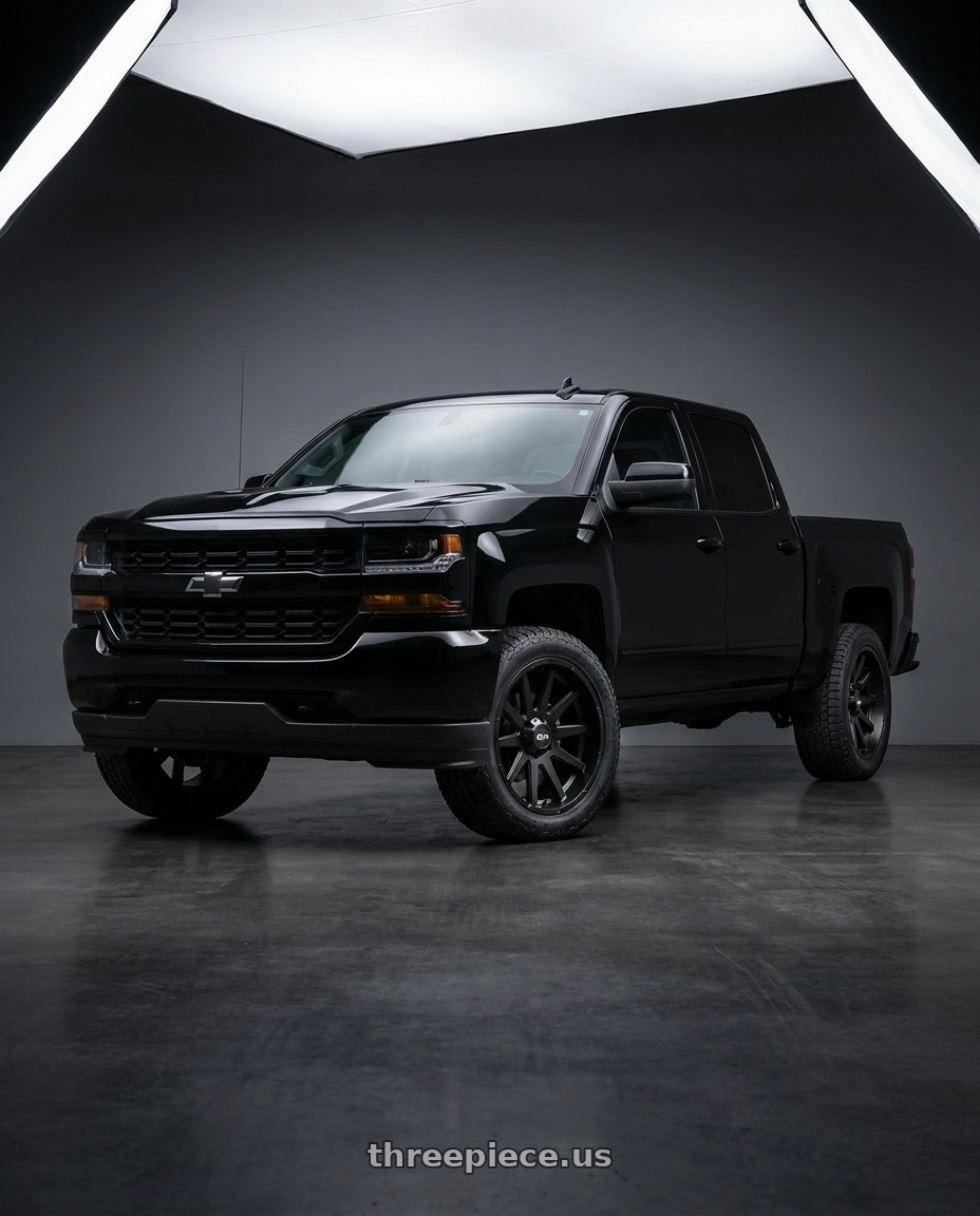 2018 Chevrolet Silverado 1500 SSV with Ion Type 143 6x139.7 20x9+0 Matte Black wheels
