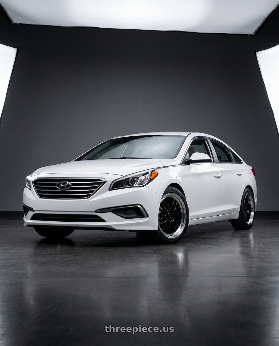 Hyundai Sonata Se 2017 with KATANA RACING KR06 5x114.3 18x8 +40 Glossy Black Machined Lip wheels