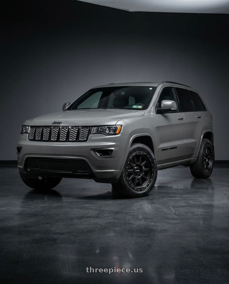 2021 Jeep Grand Cherokee Overland with Vision Off-Road 350 Ojos 5x127 20x9+10 Satin Black wheels