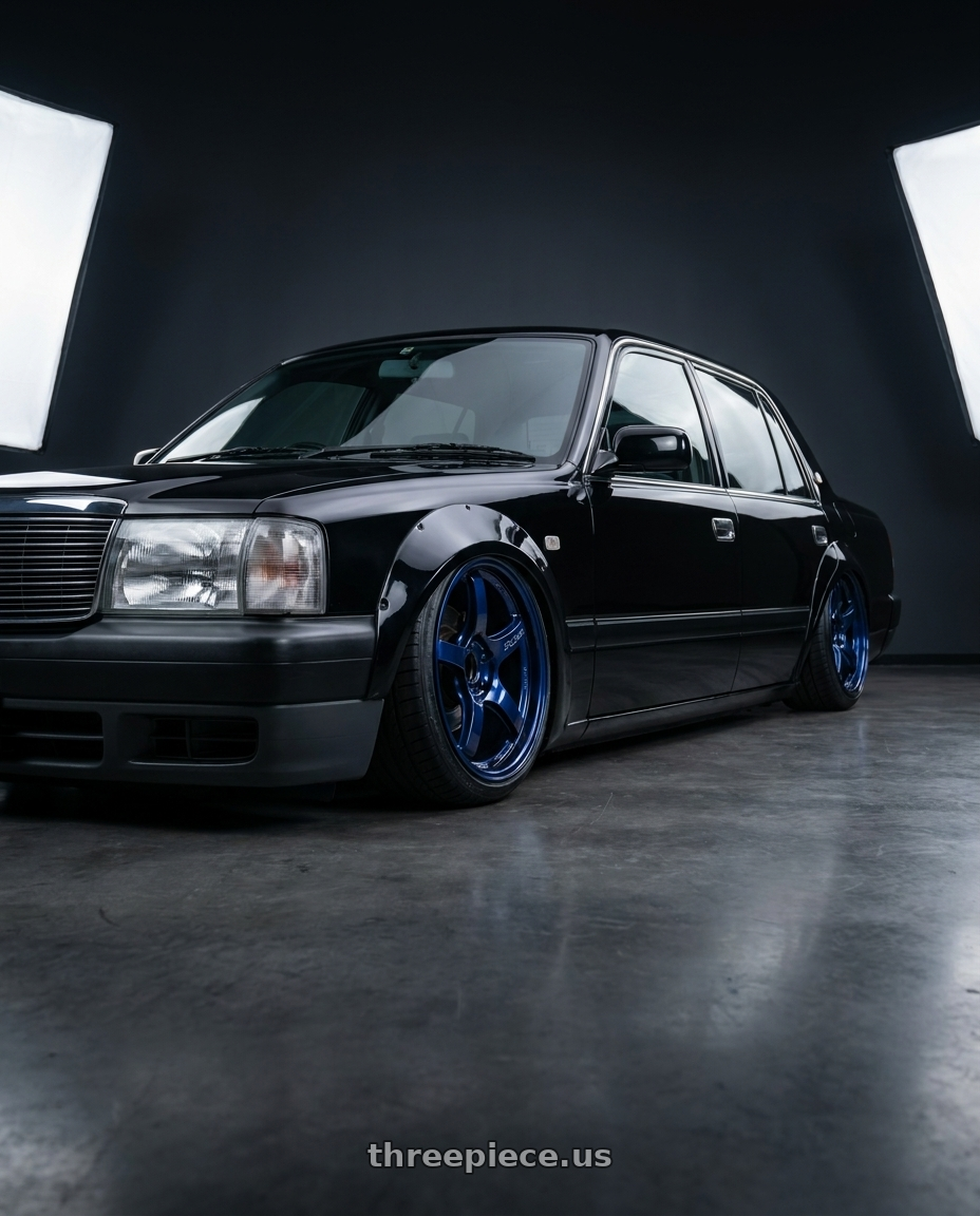 1997 Crown Comfort with Gram Lights 57CR 5x120 19x9.5+35 Eternal Blue Pearl wheels