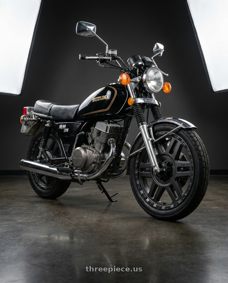 1982 Suzuki GN250 with G-FX MV2 5x160 17x8+50 Matte Black wheels