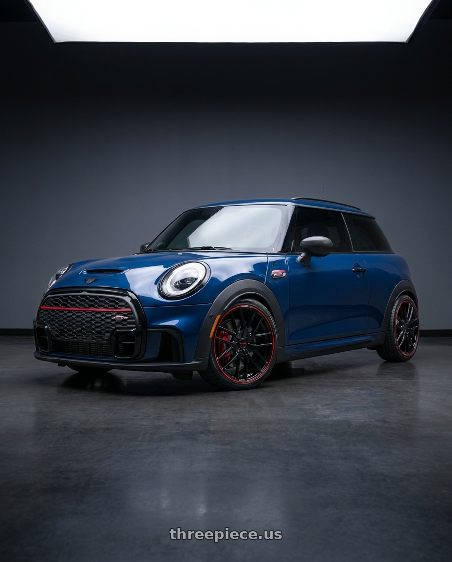 2019 Mini jcw with TOUREN TR60 3260 5x112/5x120 17x7.5 +42 GLOSS BLACK WITH RED RING wheels