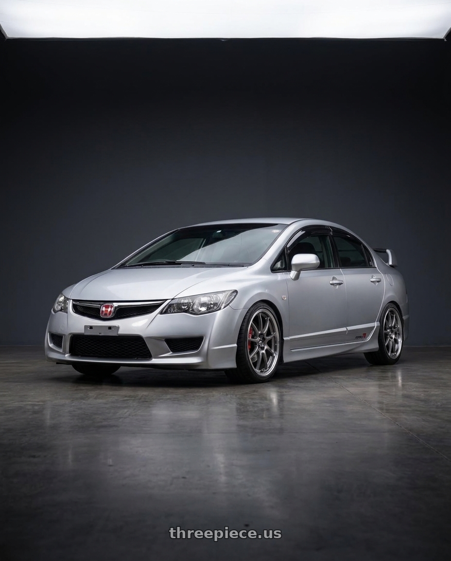 2009 Honda fd2 silver paint with Enkei J10 4x100/114.3 15x6.5+38 Silver w/ Machined Lip Dia wheels