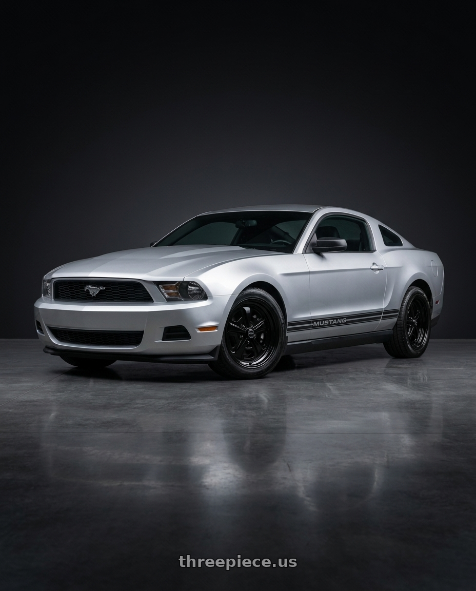 2012 ford mustang with American Racing Vintage VN501 500 MONO CAST 5X114.3 17X8 0 GLOSS BLACK MACHINED wheels