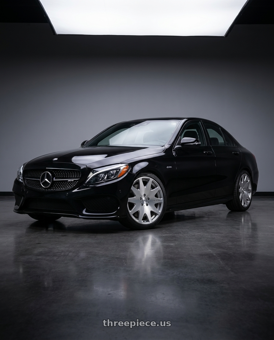 2018 mercedes benz c43 amg with MRR HR3 5x112 19x8.5  +35 Silver Machine Face wheels