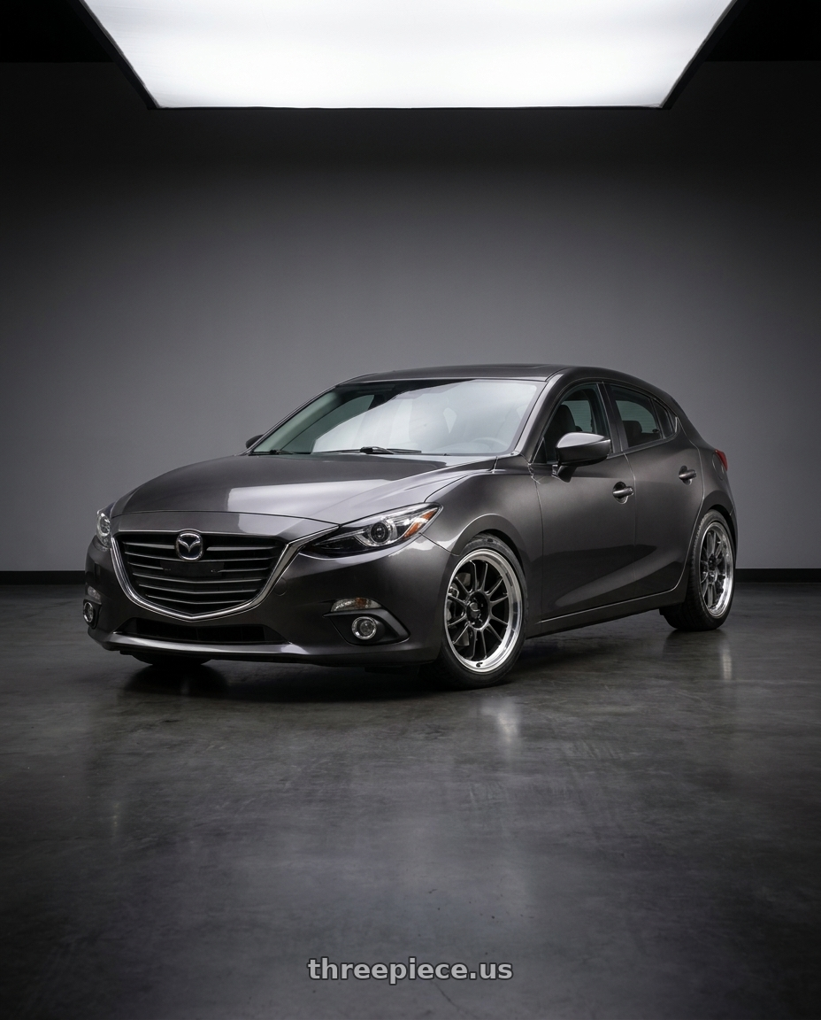 2017 Mazda Mazda3 Grand Touring with Konig Hypergram 5x114.3 18x9.5+35 Metallic Carbon w/ Machined Lip wheels