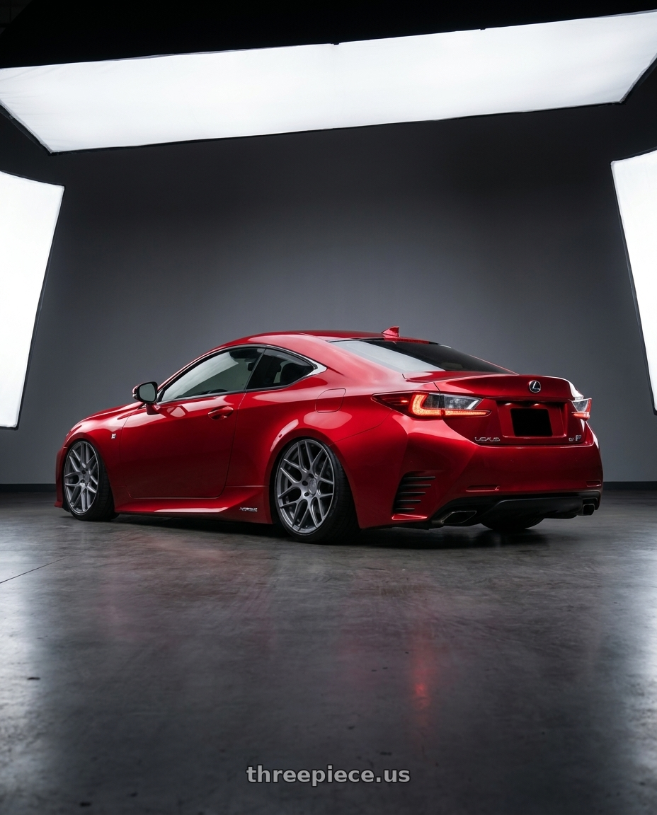 2018 Lexus RC F with Aodhan AFF2 5x114.3 19x9.5+35 Matte Gray wheels rear three quarter view slight stretch tires