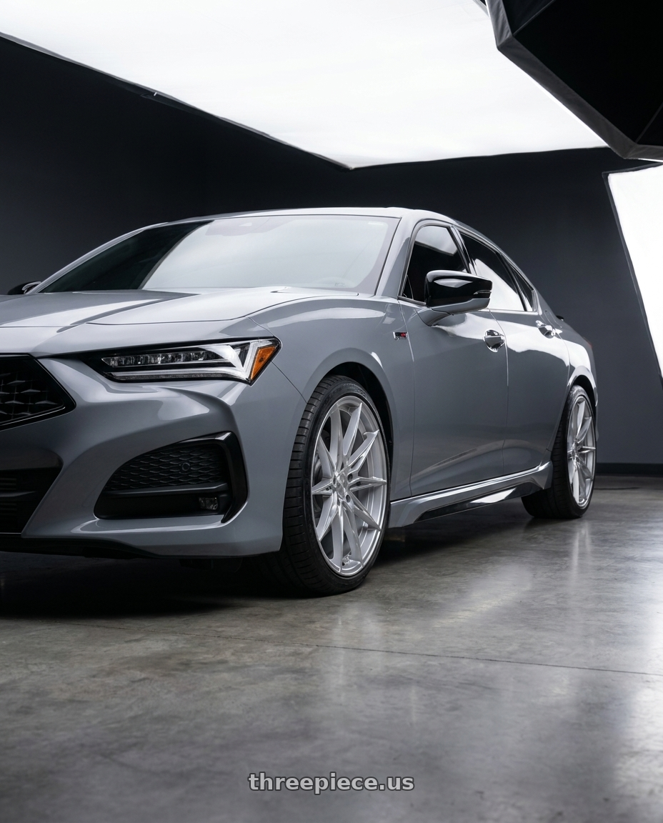 2025 Acura TLX ASPEC Space with KATANA RACING KR10 5x120 18x8 +40 Glossy Silver Machine Face wheels