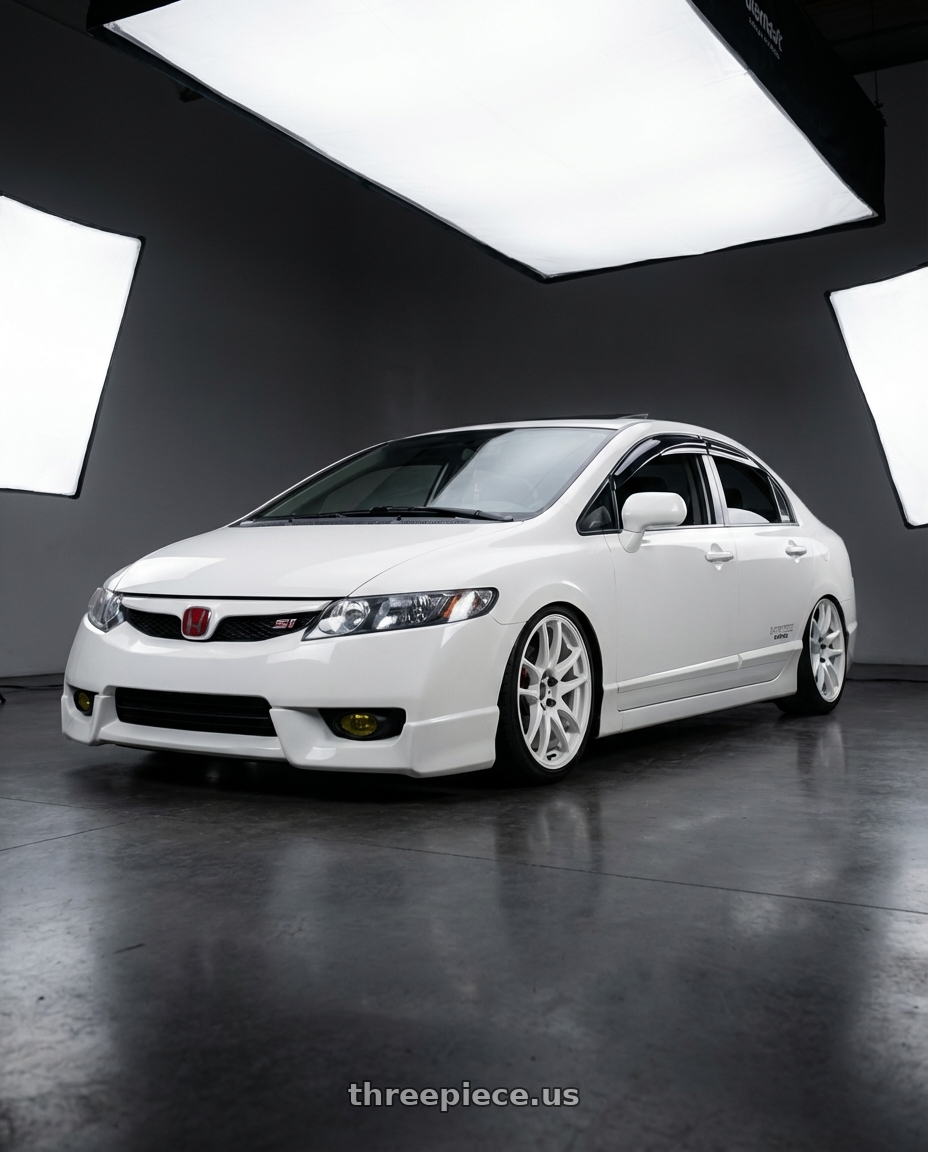 2008 Honda Civic SI with Work Emotion Cr Kiwami 4x100 17x7 +47 White wheels