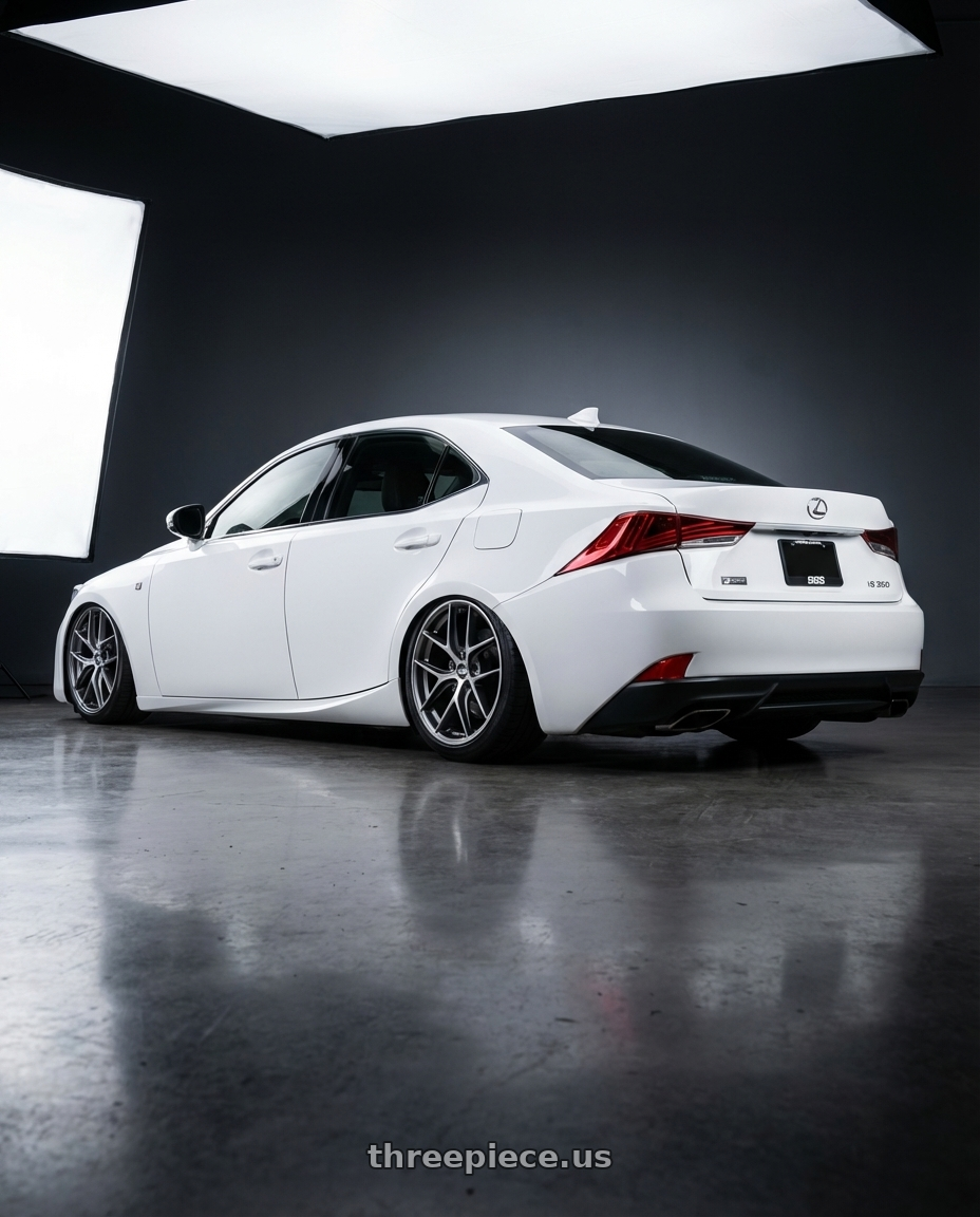 2018 Lexus IS 350 F Sport with BBS CC-R 5x114.3 19x8.5+30 Graphite w/ Diamond Cut Face wheels rear three quarter view slight stretch tires