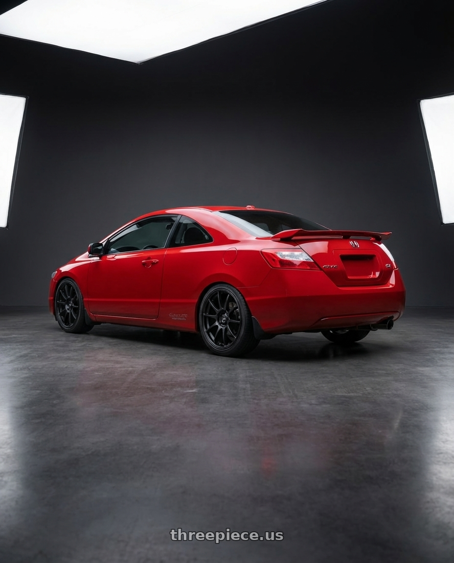 2011 Honda Civic Si with Ssr Gtv02 5x114.3 17x8+45  FLAT BLACK wheels rear three quarter view square tires