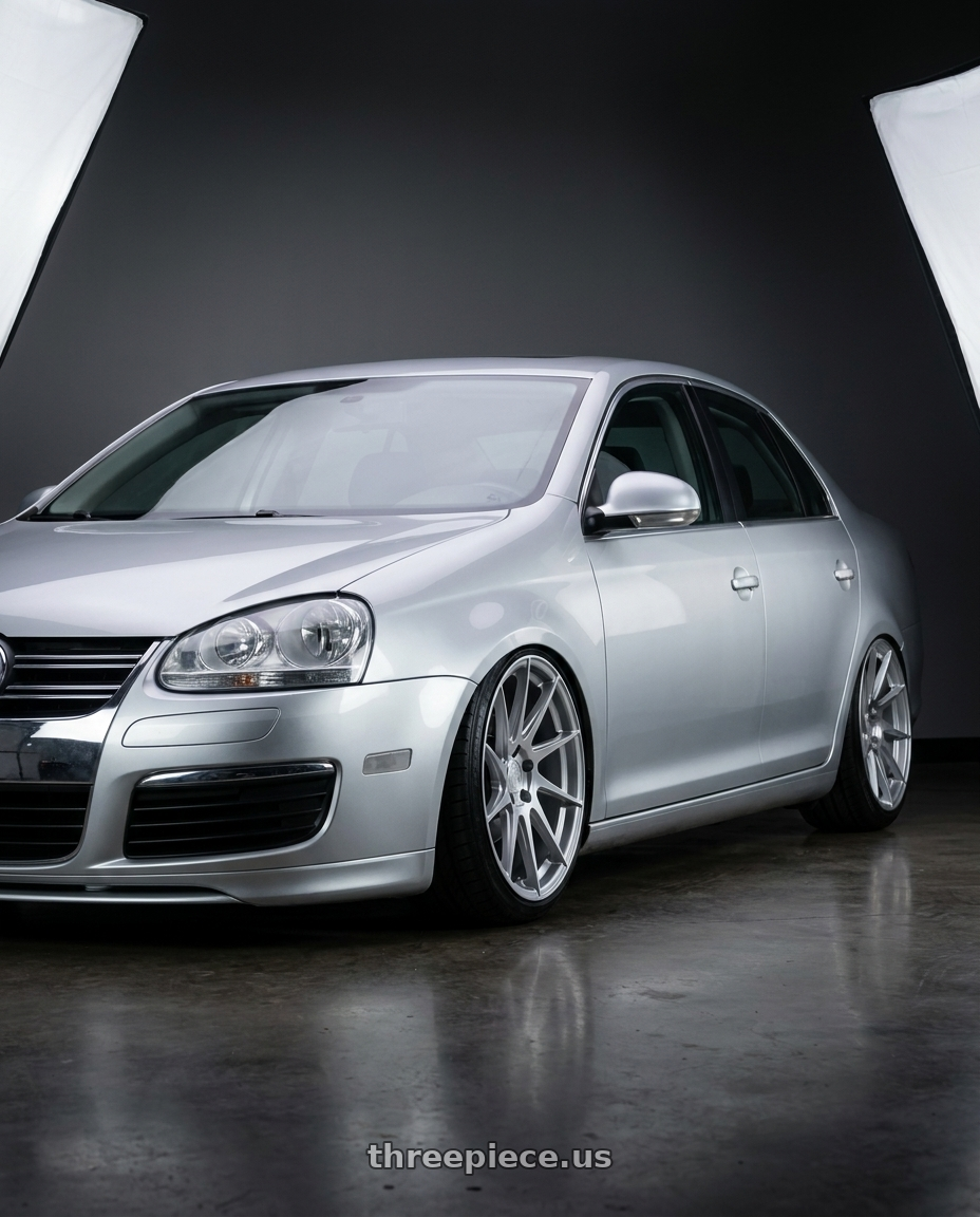2009 Volkswagen Jetta GLI MK5 with Aodhan AH09 5x112 18x8.5 +35 Gloss Silver Machined Face wheels