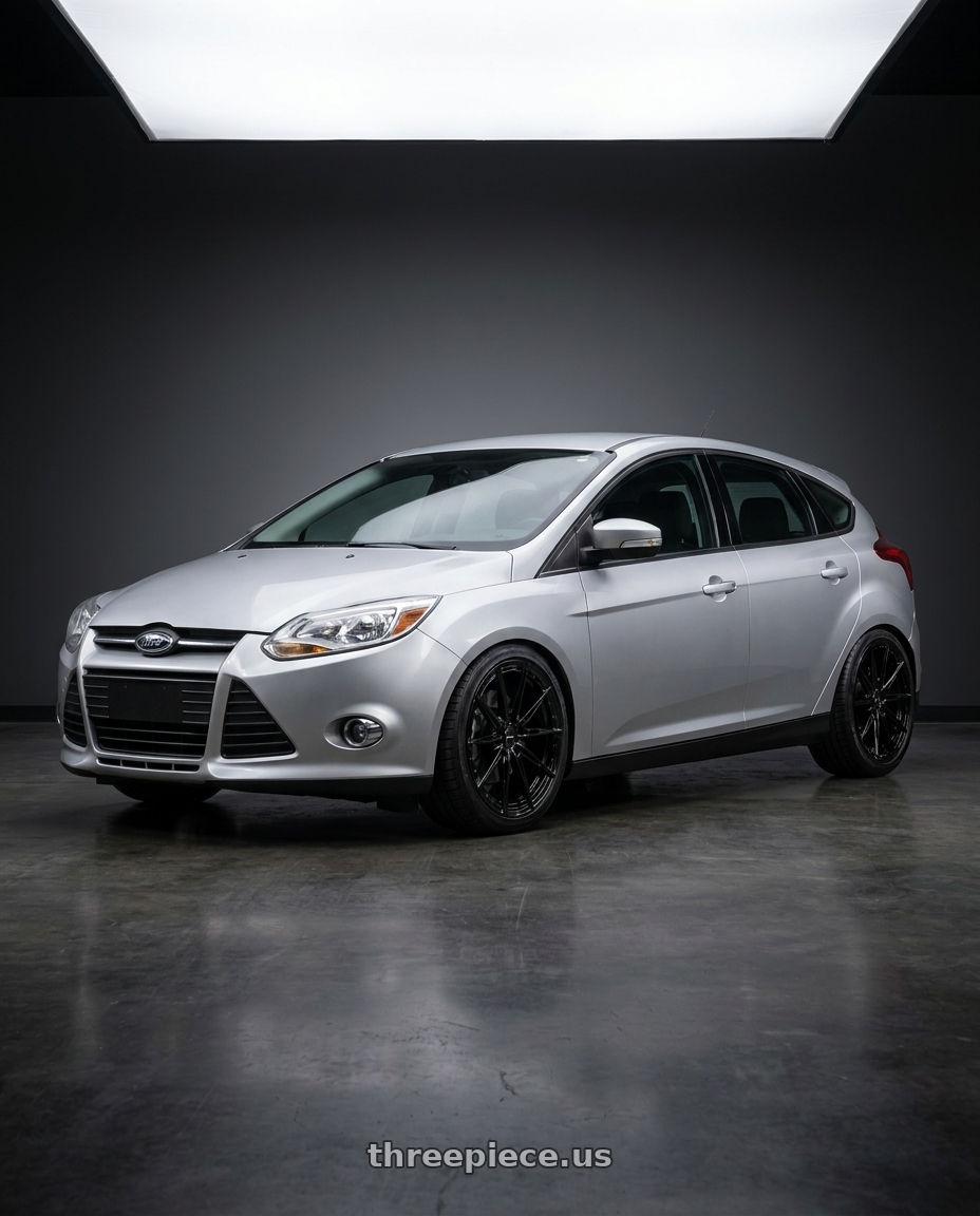 2014 ford focus mk3 1.6 silver with Vors LT84 5x108  18x8 +35 Gloss Black wheels