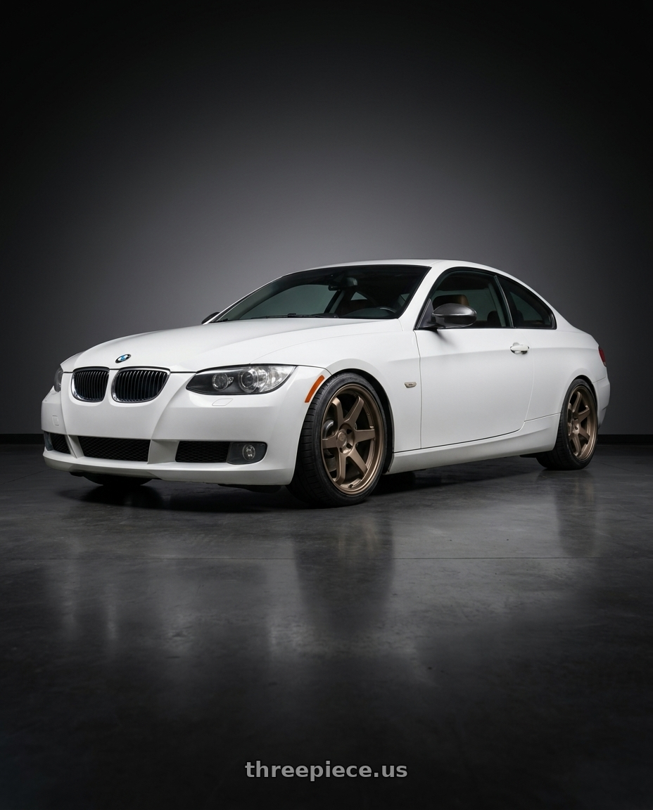 2008 BMW 328xi Alpine White with ESR Wheels SR SERIES SR07 5x120 18x9.5 +35 Matte Bronze wheels