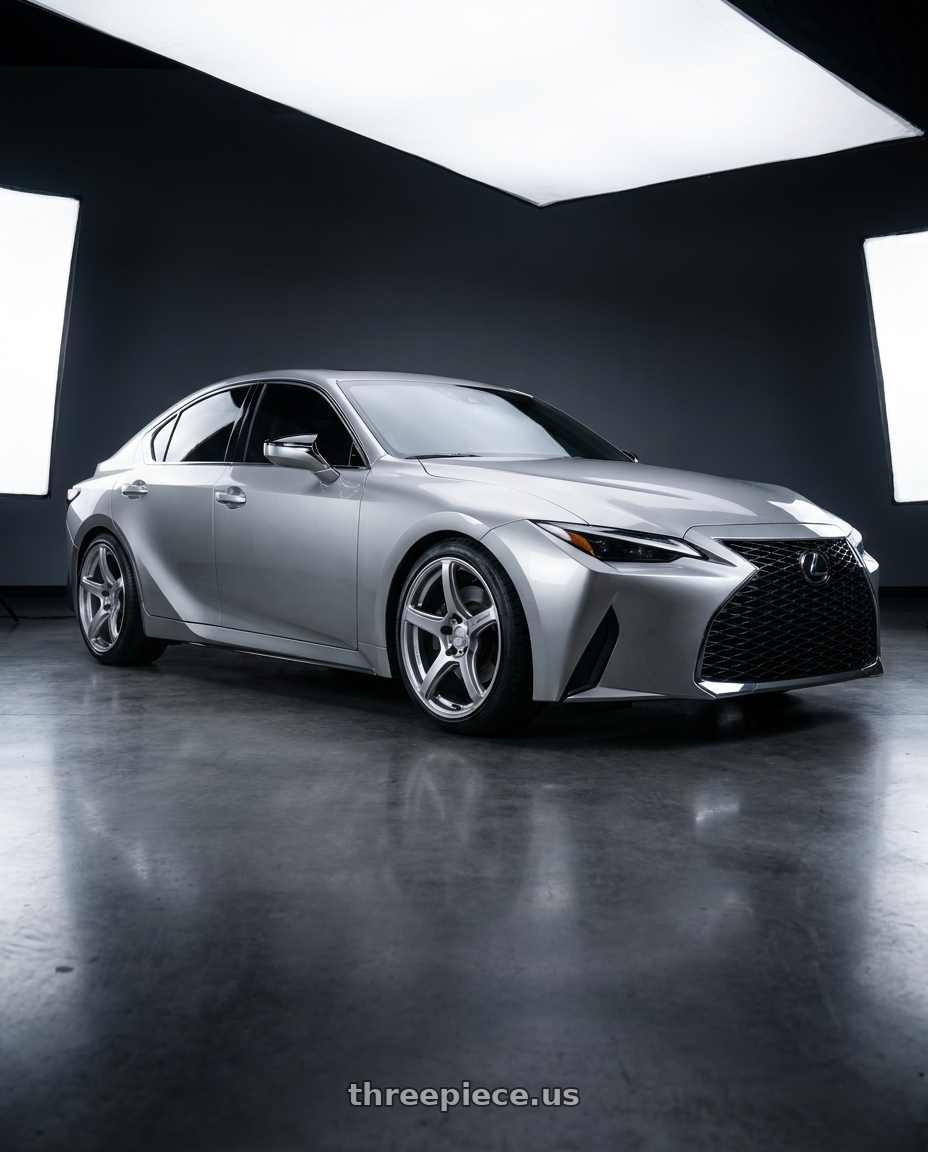 2021 Lexus IS300 Base Model with Work Emotion T5r 5x114.3 19x8.5 +35 Glow Silver wheels