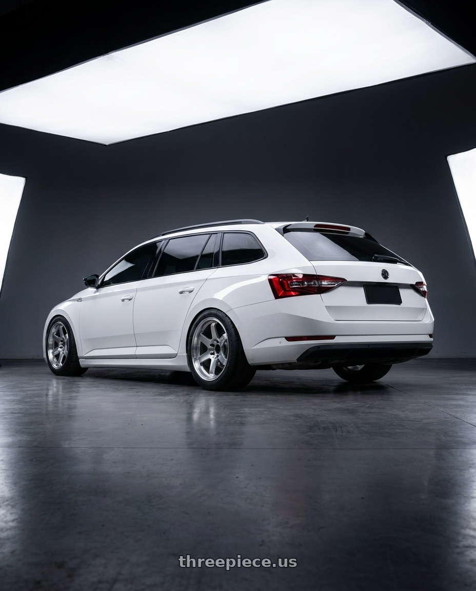 2018 Skoda superb with Advan Racing GT HEAVY DUTY 6x139.7 17x8.0 +20 MACHINING & DIAMOND CUT wheels rear three quarter view meaty tires