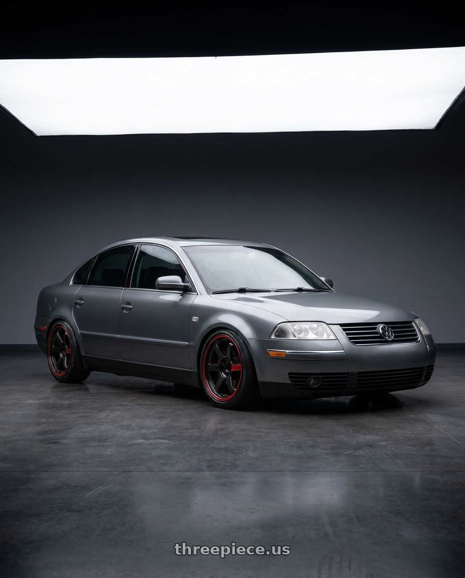 2004 Volkswagen Passat 4 motion with Volk Racing TE37SL BK-II 5x112 19x8.5 +39 PRESSED BLACK / RIM REDOT wheels