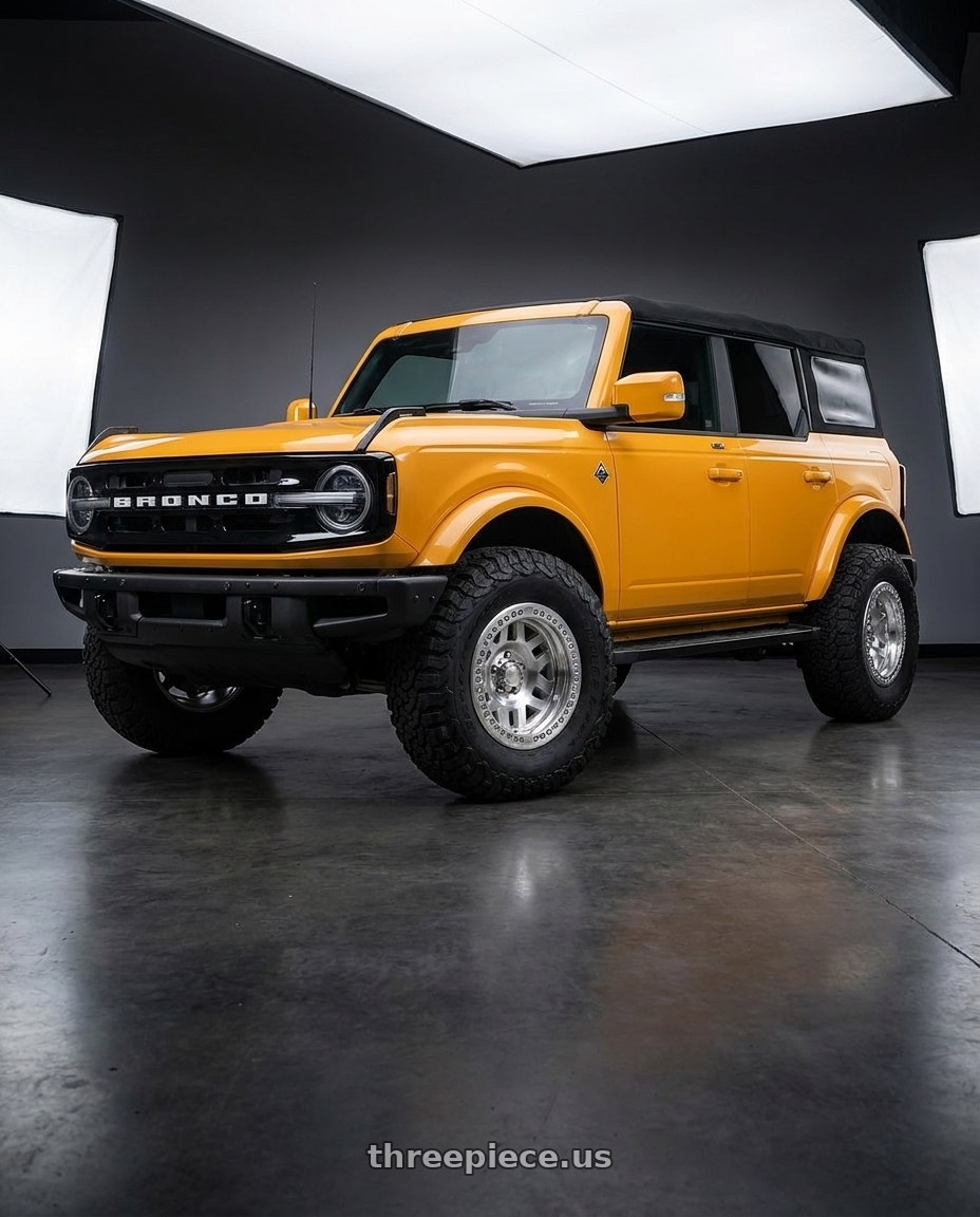 2024 Ford Bronco with KMC KM229 MACHETE CRAWL BEADLOCK 6X139.7 17X9 -38 MACHINED wheels