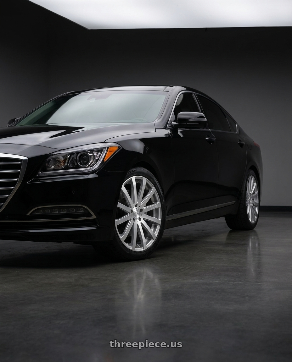 2016 Hyundai Genesis 3 8 with MRR HR9 5x114.3 19x8.5  +35 Silver Machine Face wheels