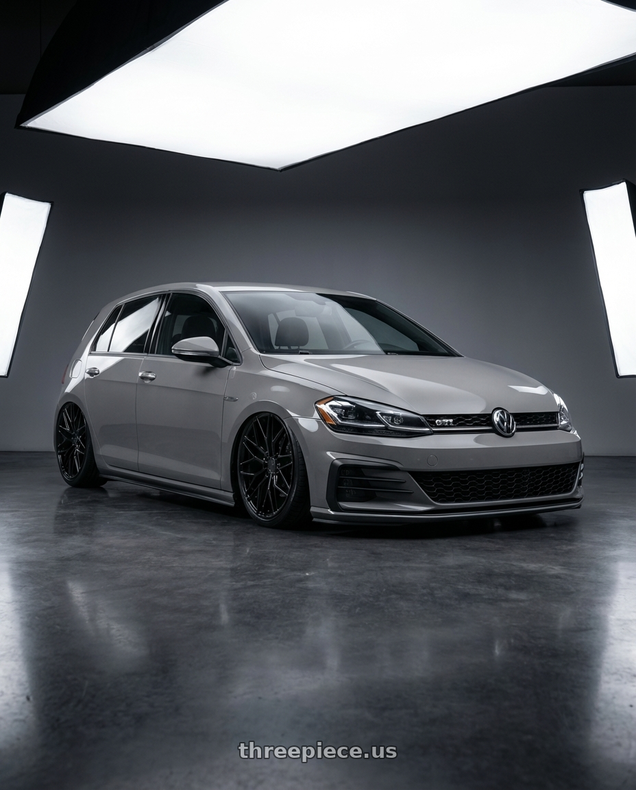 2019 Volkswagen GTI MK7 with Avant Garde Wheels M520R 5X112 19x9.5 +40 Gloss Black wheels