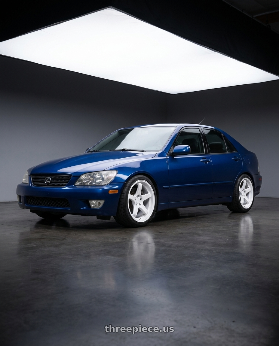2001 Lexus is300 with KATANA RACING HR05 5x114.3 18x8.5 +35 Gloss White wheels