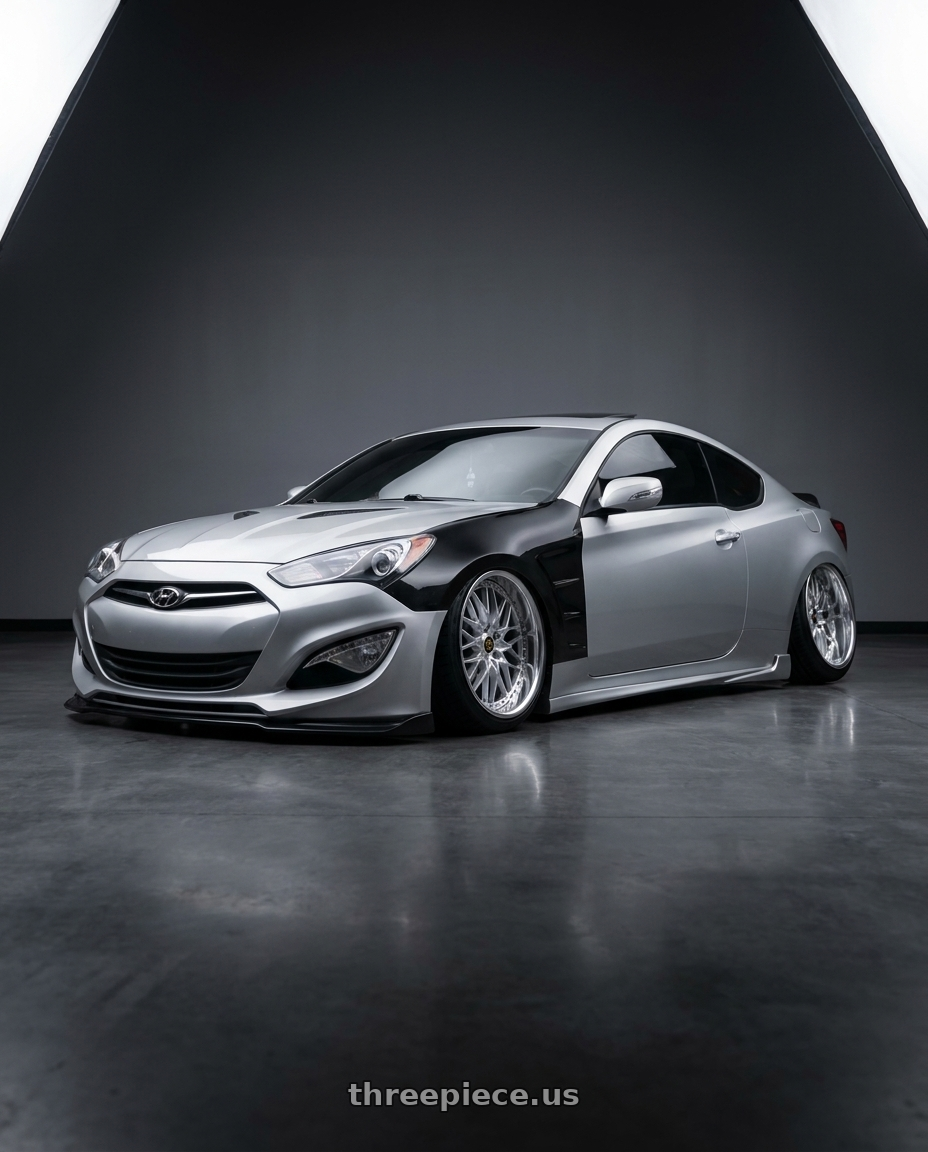 2013 Hyundai Genesis Coupe with Work Vs-Xv 5x114.3 19x10.5-3 L Disk Silky Rich Silver wheels