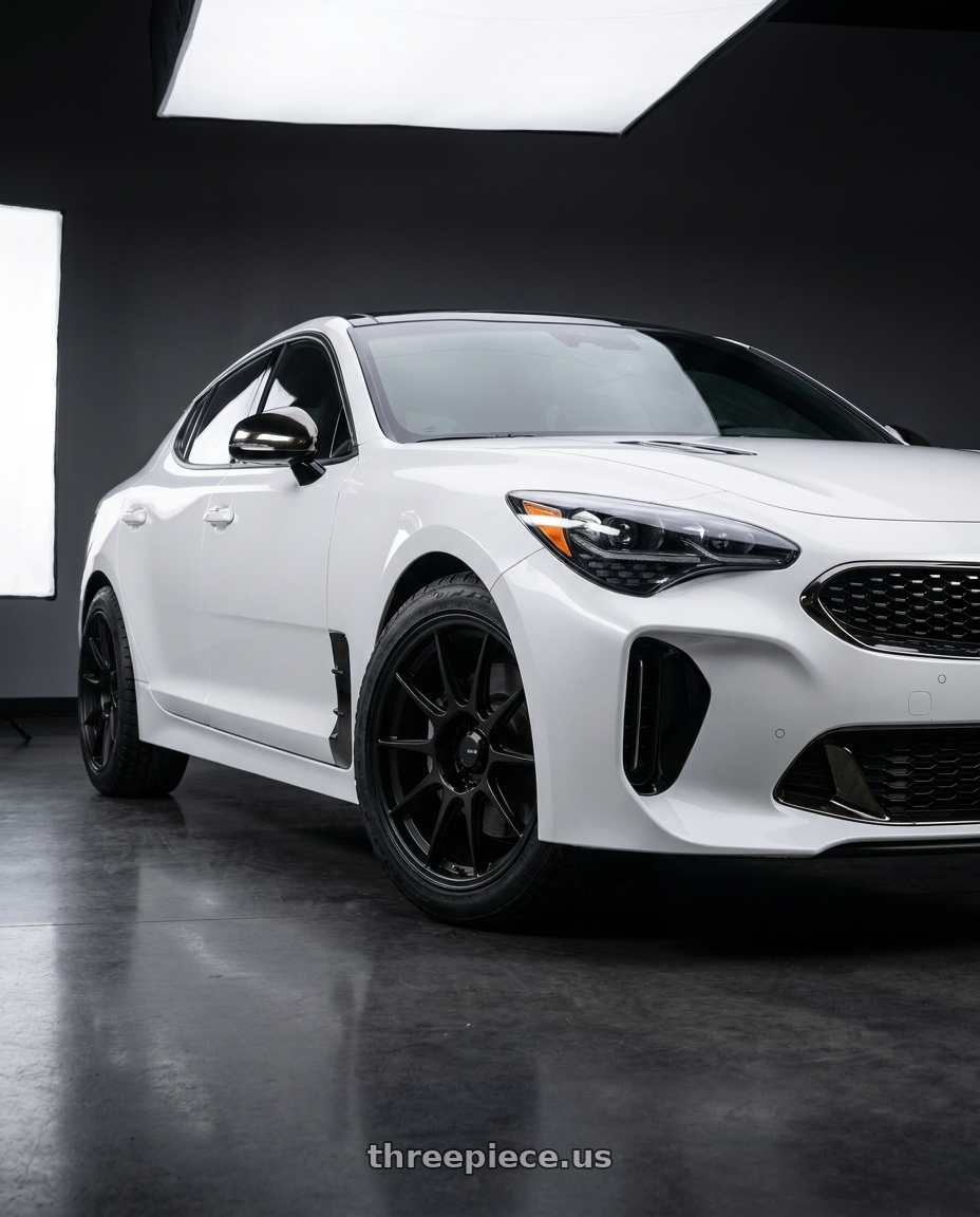 2019 kia stinger gt2 with Konig 57B Dekagram 5x114.3 19x8.5 +43 Semi-matte Black wheels