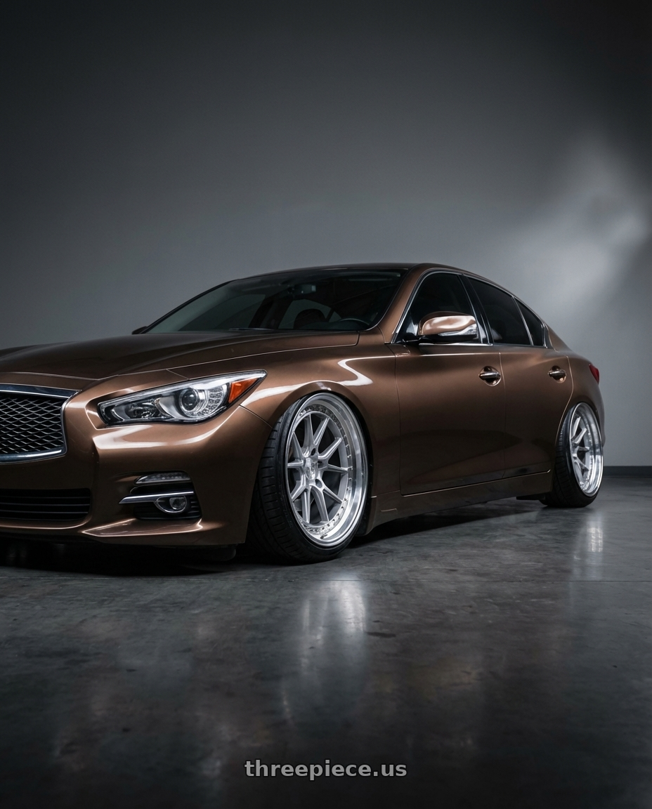 2014 Infiniti q50 chest nut bronze  with Aodhan DS08 5X114.3 19x11+15 Silver w/Machined Face wheels
