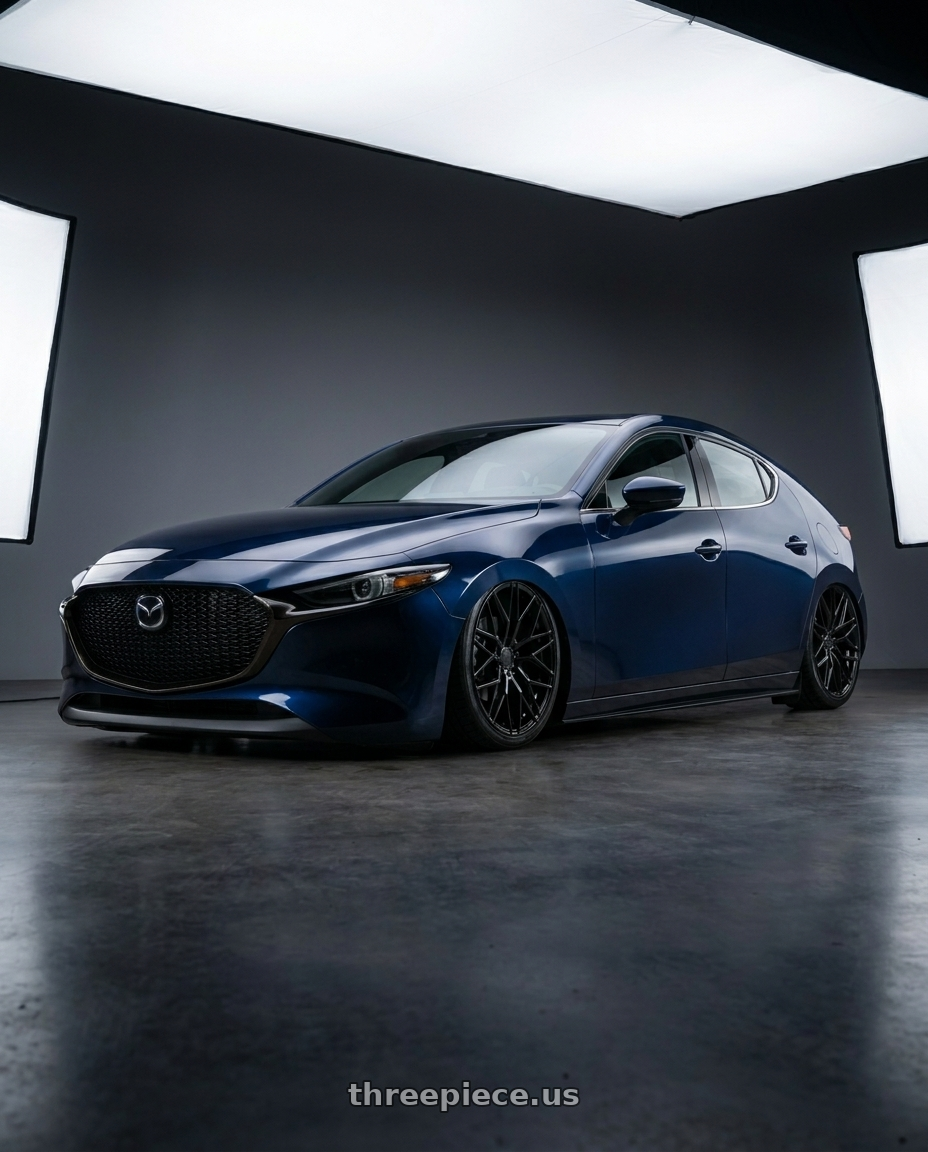 2019 Mazda3 Bp with Avant Garde Wheels M520R 5X112 19x9.5 +40 Gloss Black wheels