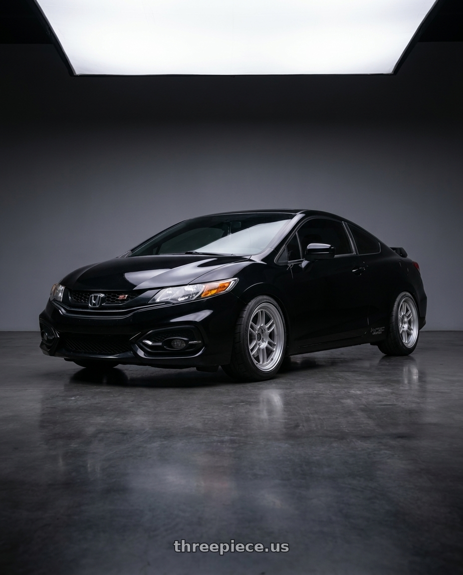 2015 honda civic si with Enkei RPF1 5x114.3 17x9+45 Silver wheels