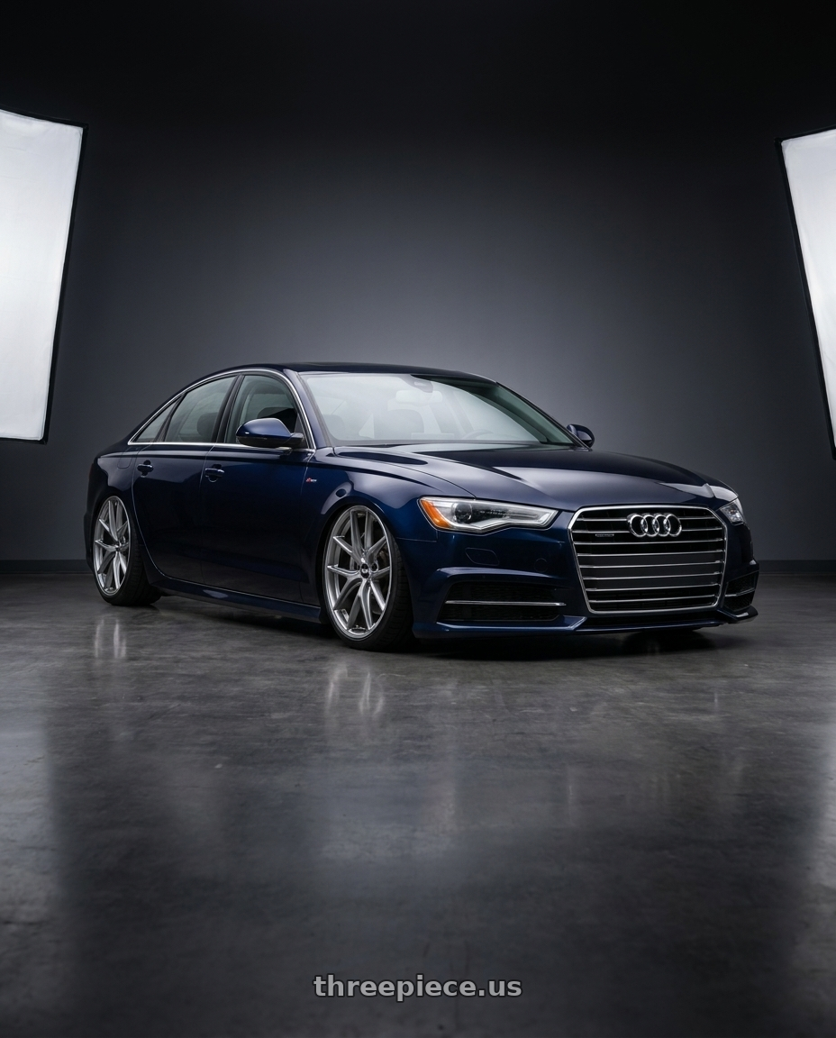 2017 Audi a6 midnight blue metallic fitted with BBS CI-R 5x112 19x8 +44 Platinum Silver Polished Rim Protector $630 wheels