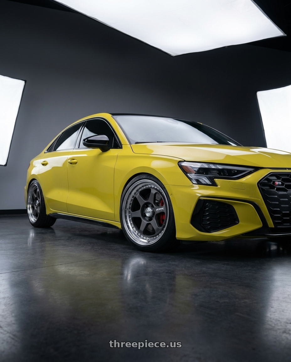 2023 Audi S3 with Work Meister L1 3P 5x112 19x8.5+45 O Disk Matte Gunmetal wheels
