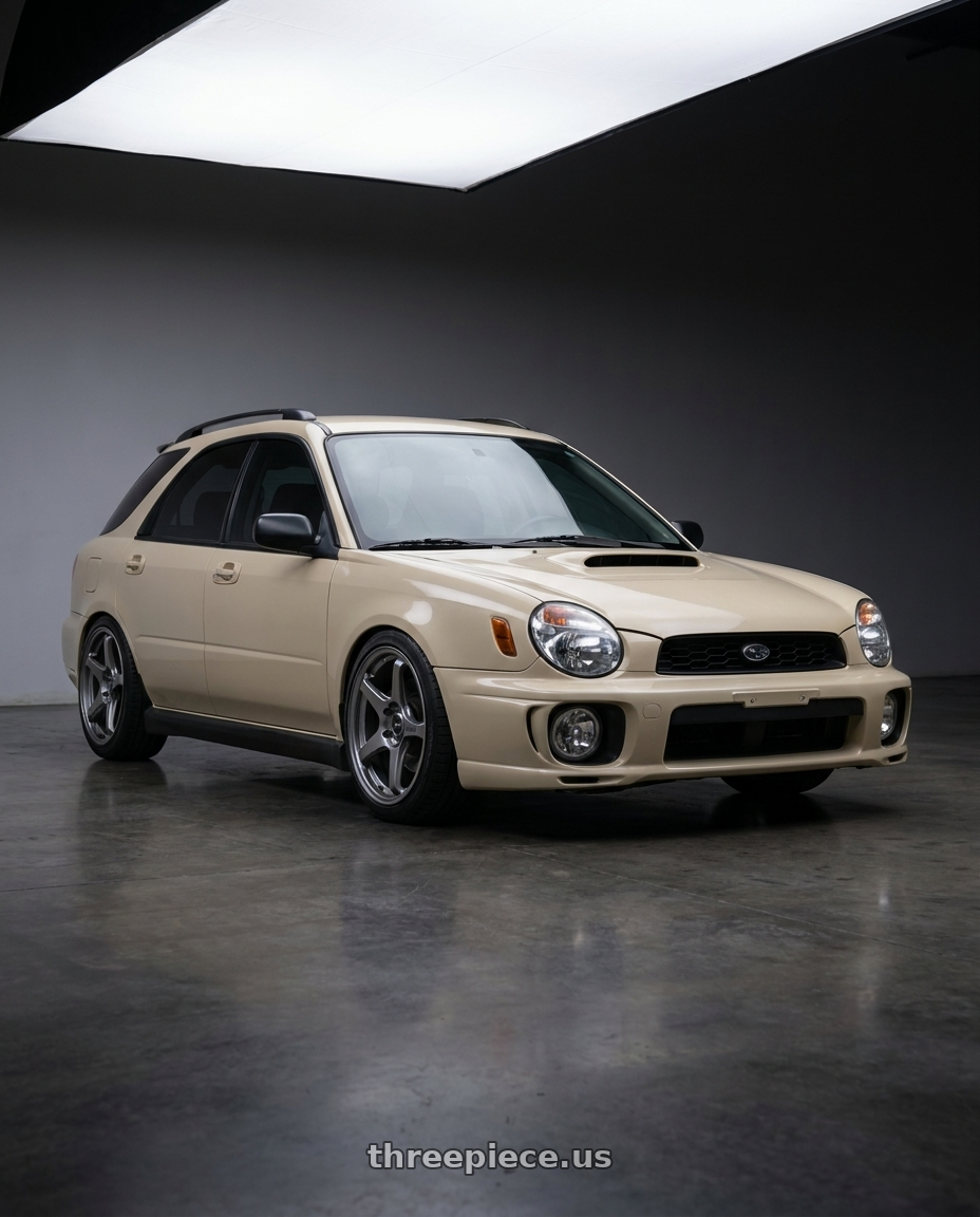 2002 subaru wrx wagon with Enkei TS-5 5x100 17x8+45 Storm Grey wheels