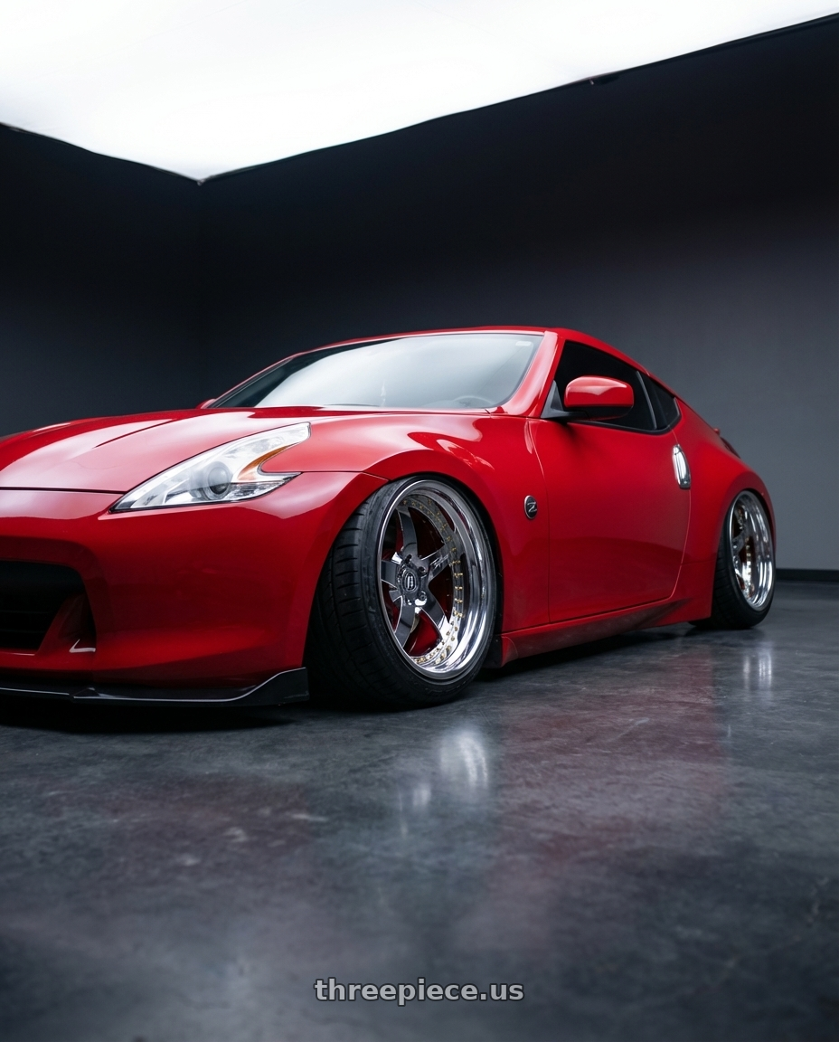 2009 Nissan 370z with Heritage Wheel EMPIRE wheels front three quarter view stanced stance