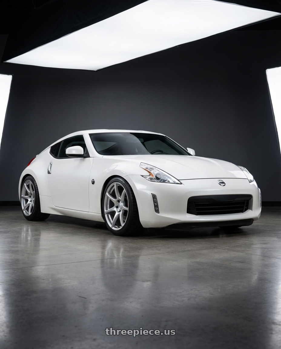 2019 Nissan 370Z with Kansei K11S Tandem 5x114.3 19x9.5 22 Hyper Silver wheels