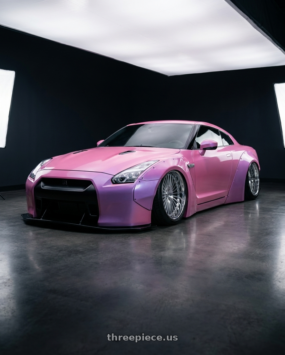 2025 NISSAN GT-R R35(MymodelCollect-LB GTR R35模型車) with Amani R.E.A.L. 5x112/5x120 22x9 +32 Brush Center Chrome Lip wheels