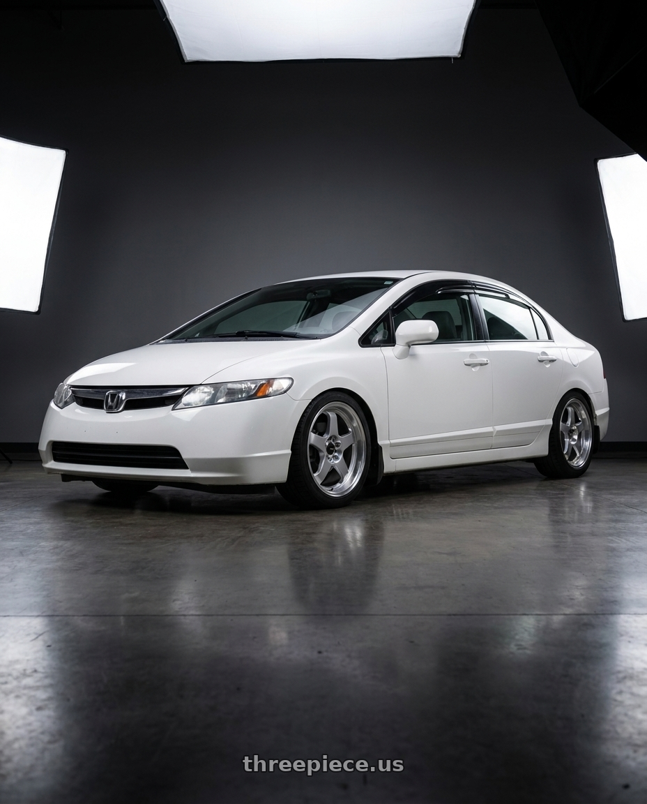2007 honda civic ex with Vors SP1 5x100/5x114.3 17x8  +35 Silver Machine Face Lip wheels
