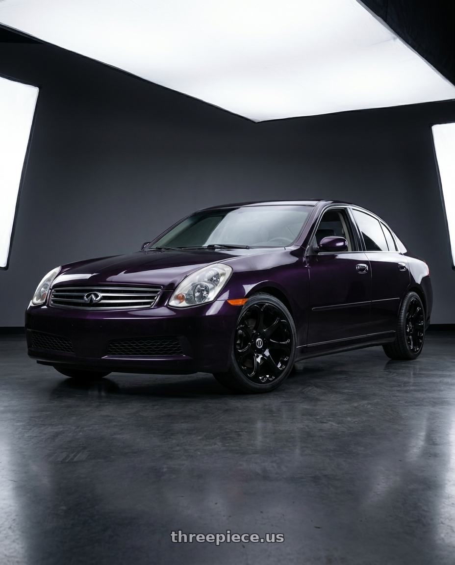 2005 Infiniti G35 Base Midnight Purple with Heritage Wheel Kokoro MonoC 5x114.3 17x8.5+35 Black wheels