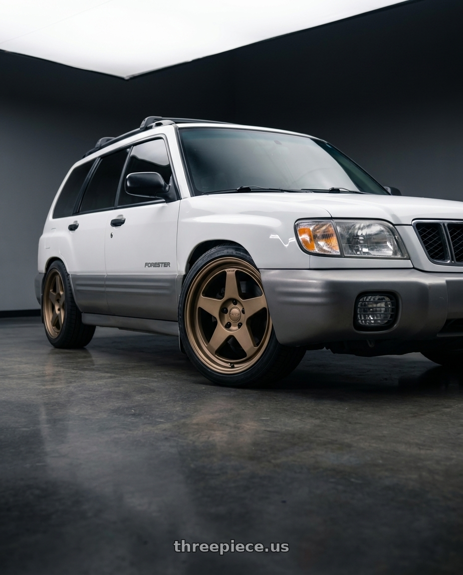 2001 Subaru Forester L with Kansei K12B KNP 5X100 17x9 35 Bronze wheels
